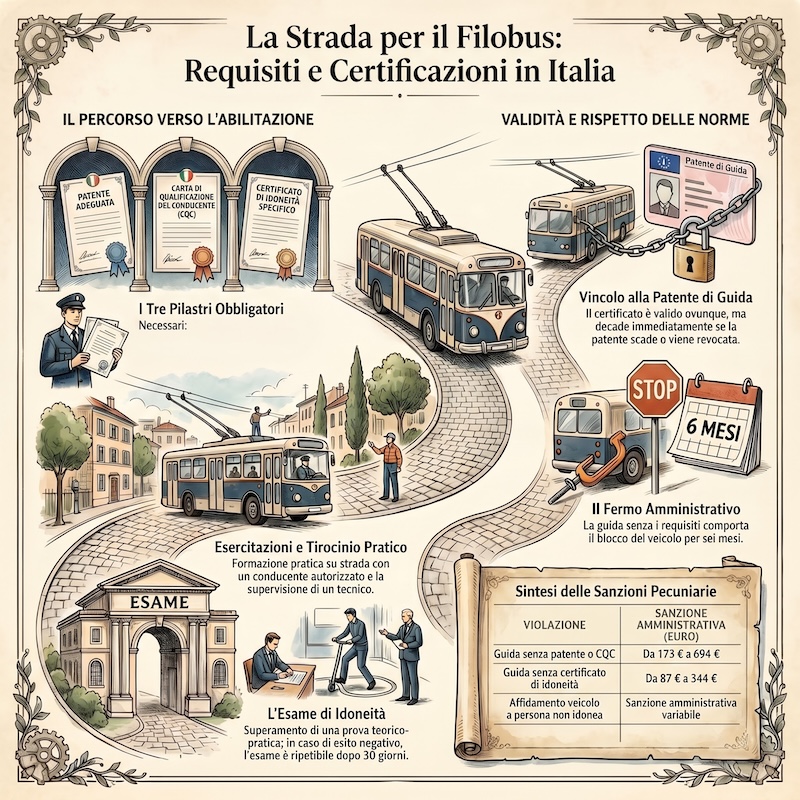 Infografica: Requisiti per guidare filobus