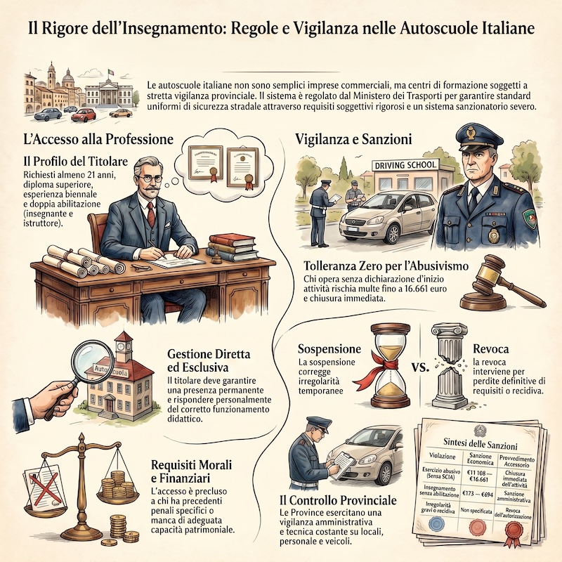 Infografica: Regole e requisiti delle autoscuole