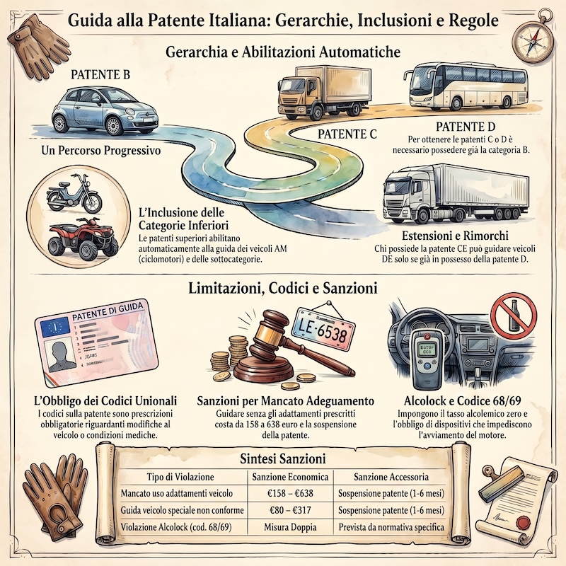 Infografica: Validità ed estensioni della patente
