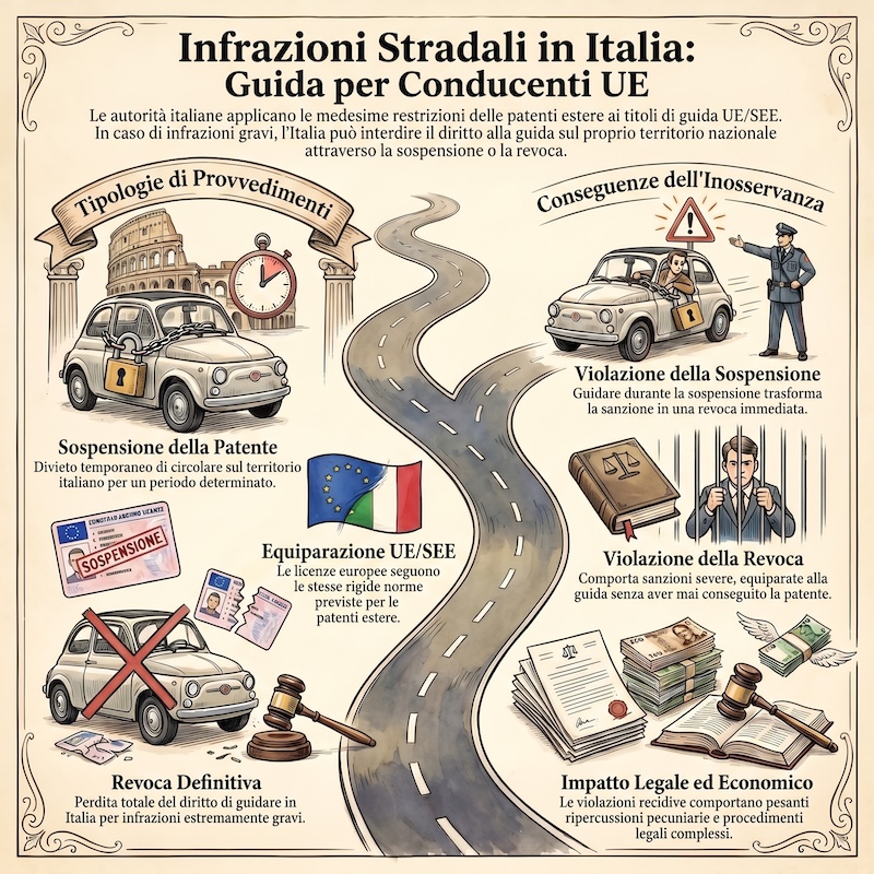 Infografica: Sospensione e revoca patente UE/SEE