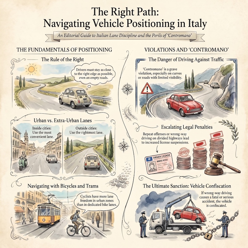 Infographic: Correct vehicle position on the carriageway