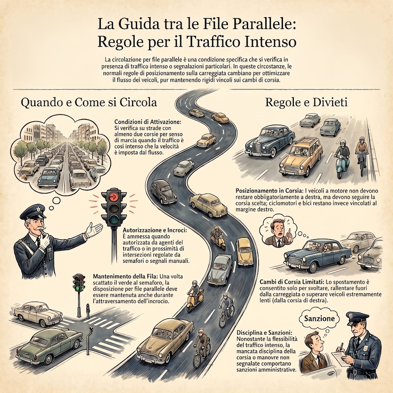 Infografica: Circolazione per file parallele