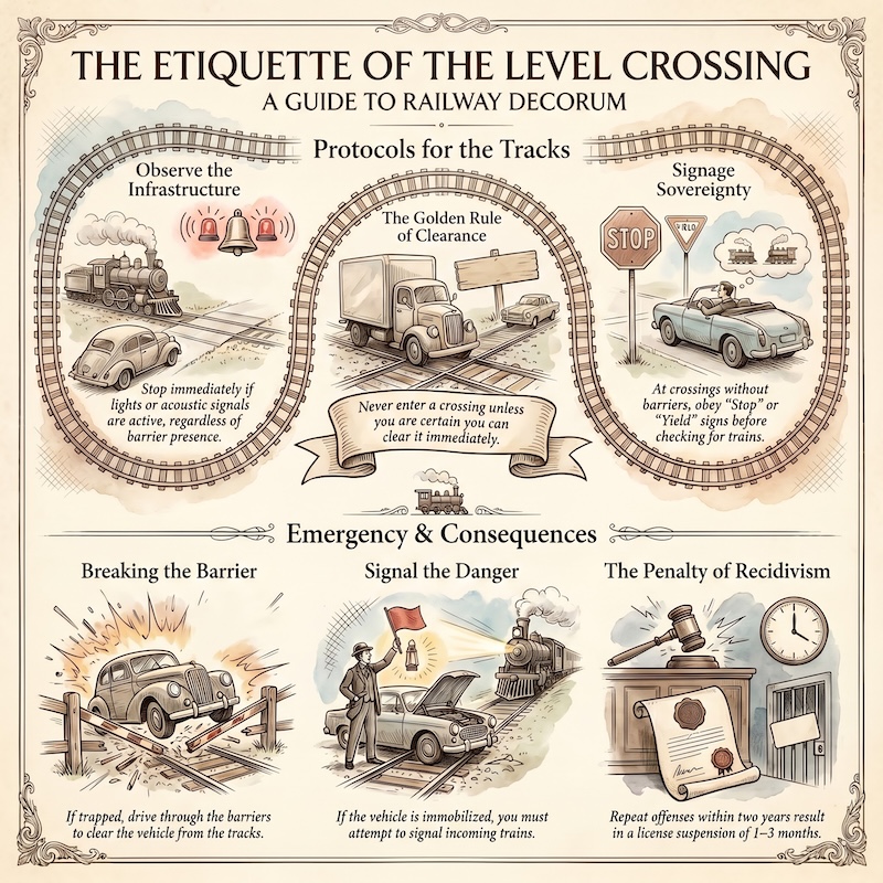 Infographic: Behaviour at railway crossings