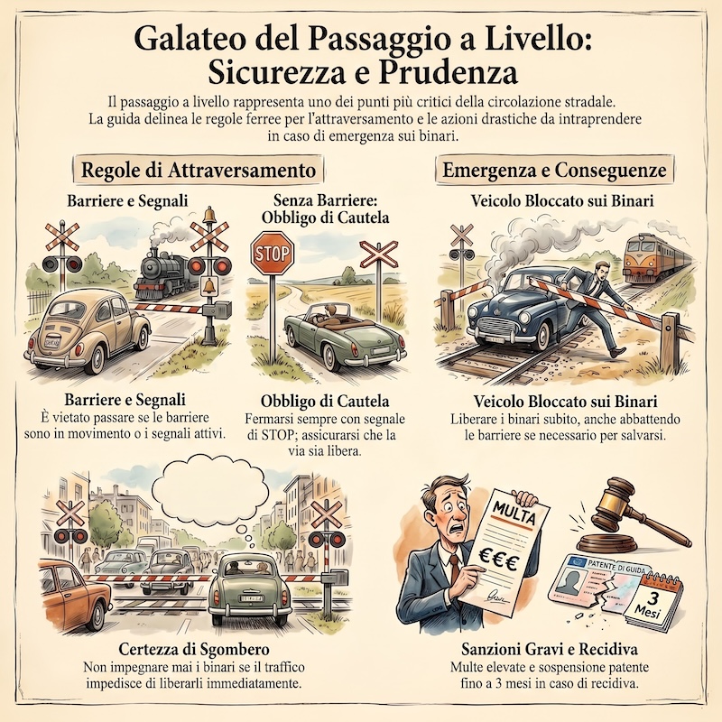 Infografica: Comportamento ai passaggi a livello