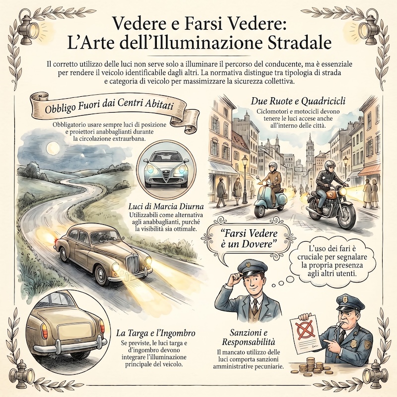 Infografica: Uso delle luci durante la marcia