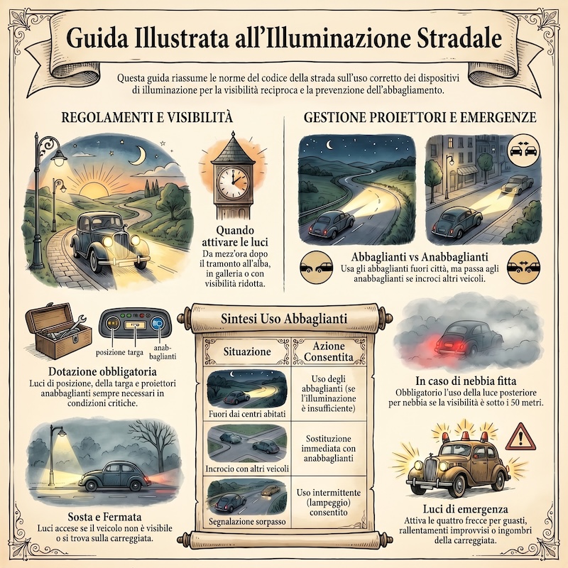 Infografica: Uso corretto delle luci e segnalazioni
