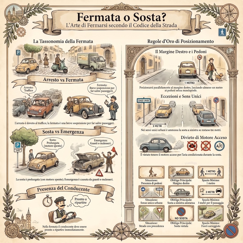 Infografica: Arresto, fermata e sosta dei veicoli