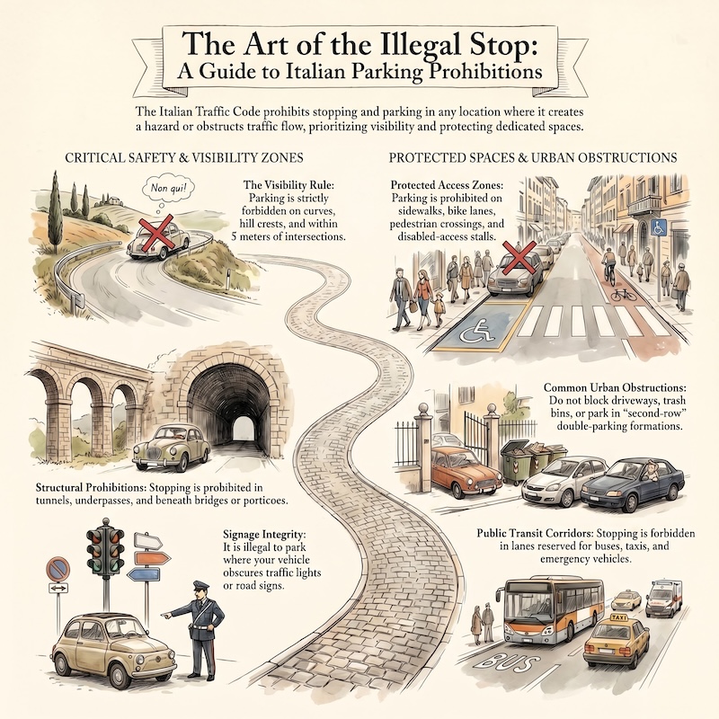Infographic: Prohibition of stopping and parking
