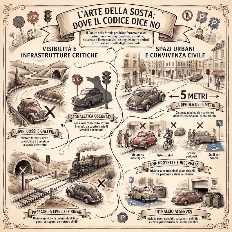 Infografica: Divieti di fermata e sosta