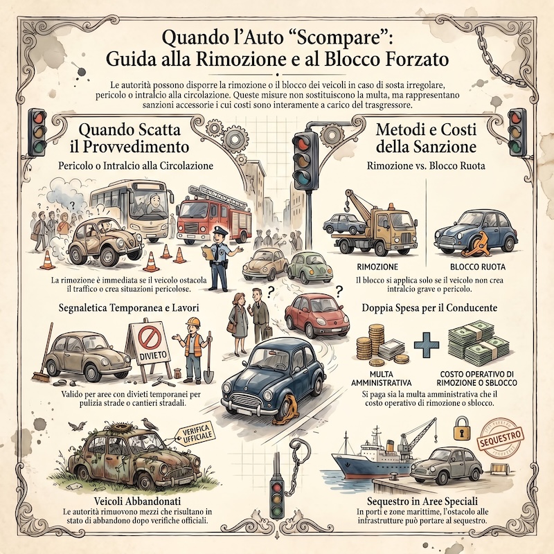 Infografica: Rimozione e blocco dei veicoli