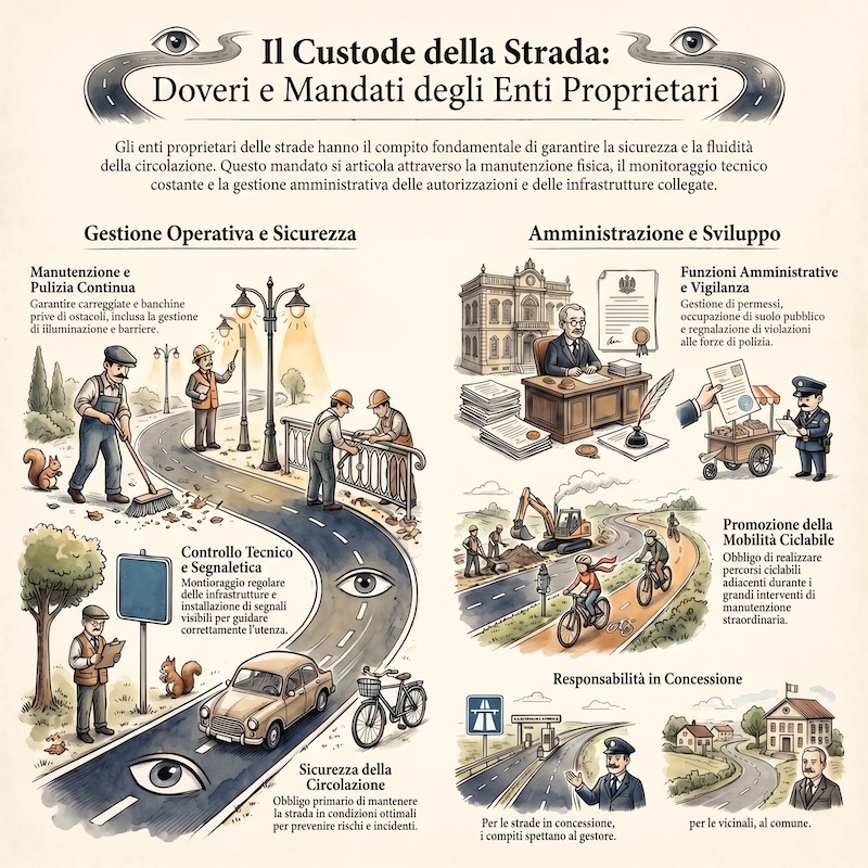 Infografica: Compiti degli enti proprietari delle strade