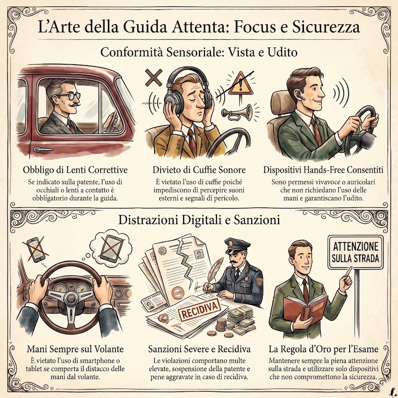 Infografica: Uso di dispositivi e lenti durante la guida