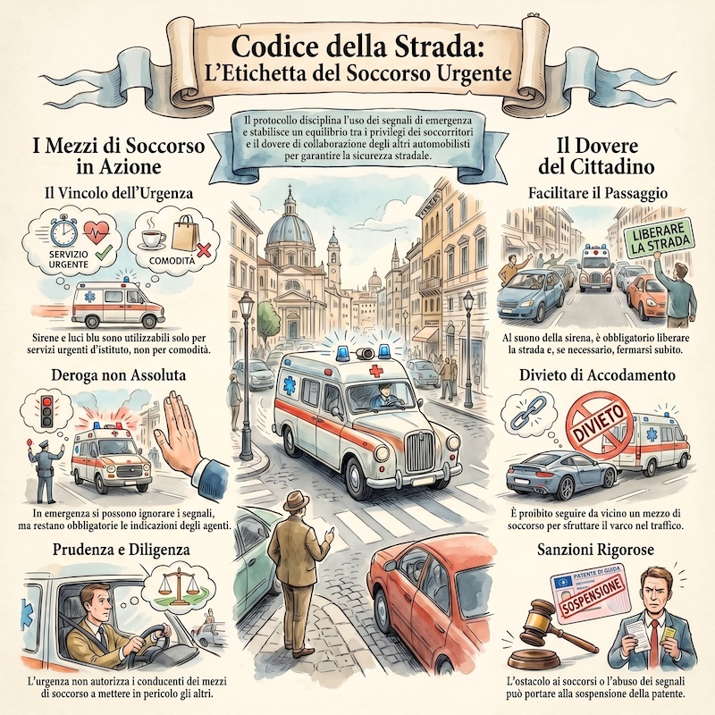Infografica: Veicoli di emergenza e obblighi degli altri utenti