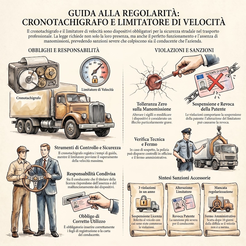 Infografica: Cronotachigrafo e limitatore di velocità