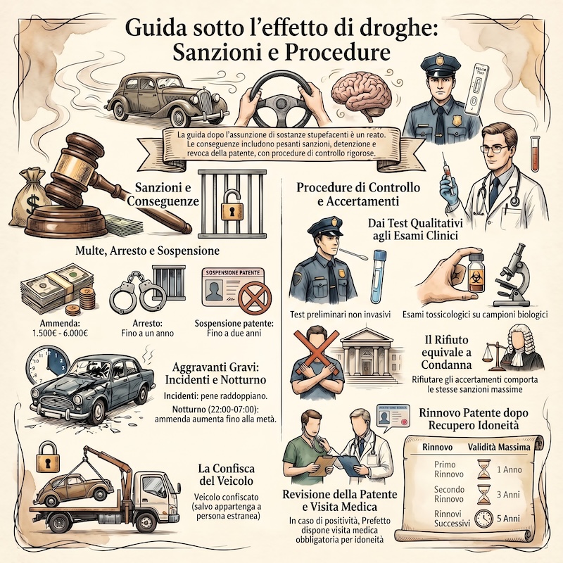 Infografica: Guida dopo uso di stupefacenti