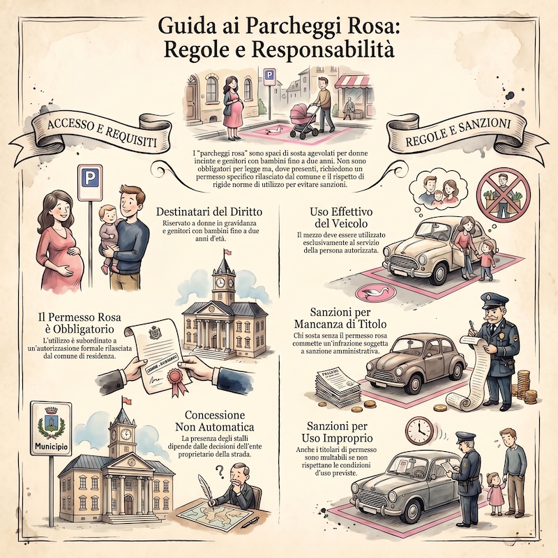 Infografica: Parcheggi rosa: regole e utilizzo