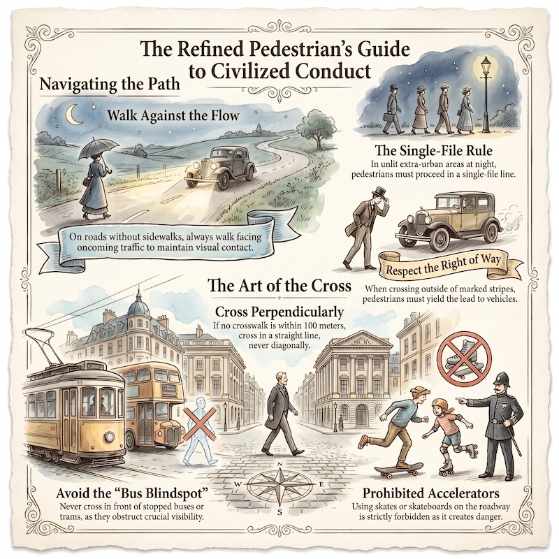 Infographic: Pedestrians: walking and crossing rules