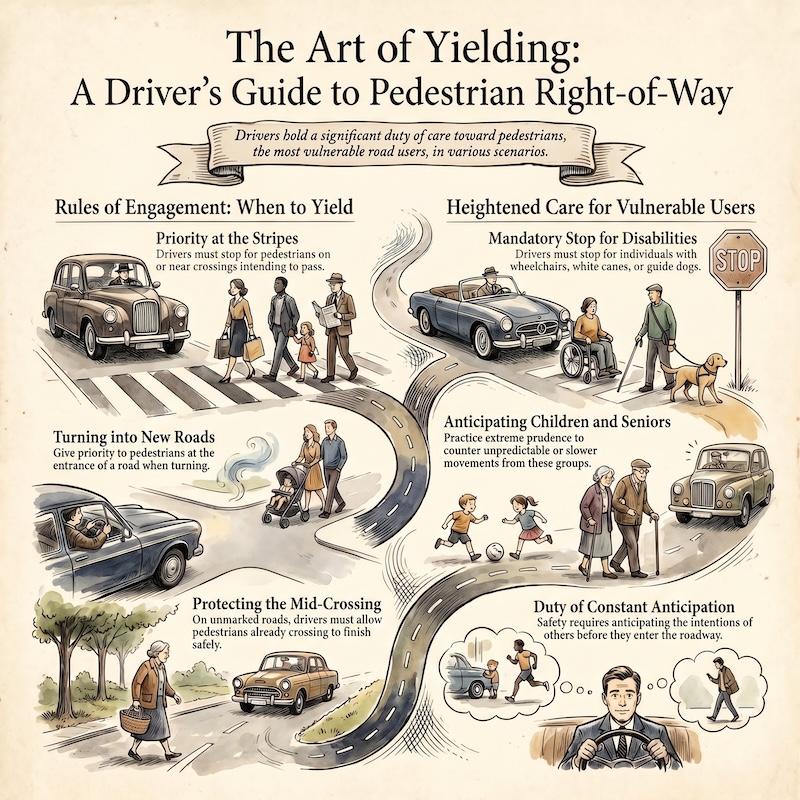 Infographic: Drivers and pedestrians: priority rules