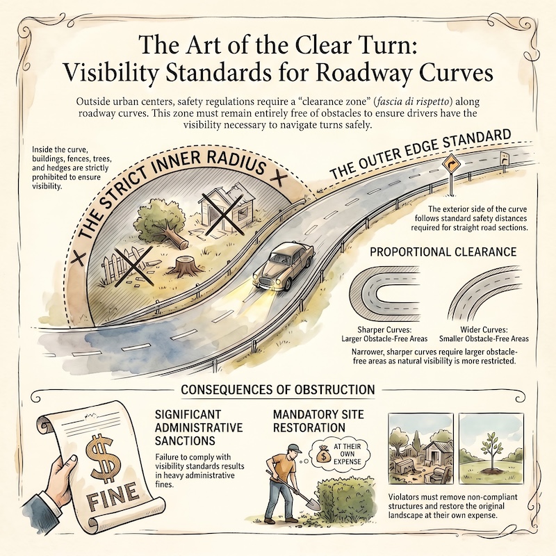 Infographic: Safety zones in curves outside built-up areas