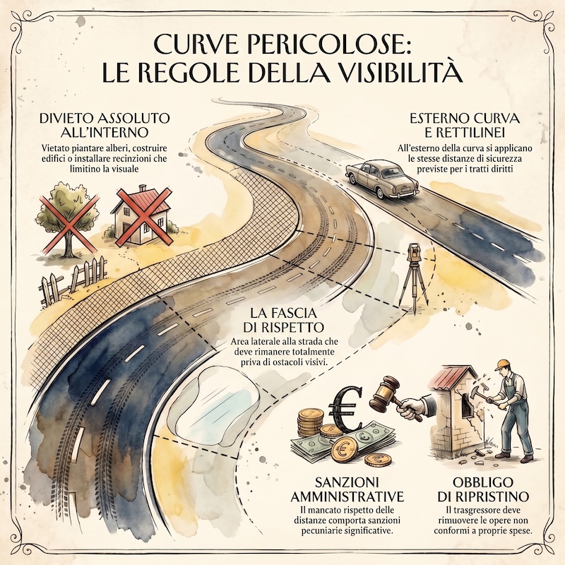 Infografica: Fasce di rispetto nelle curve fuori dai centri abitati
