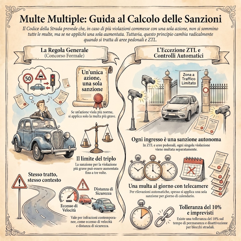 Infografica: Più violazioni e calcolo della sanzione