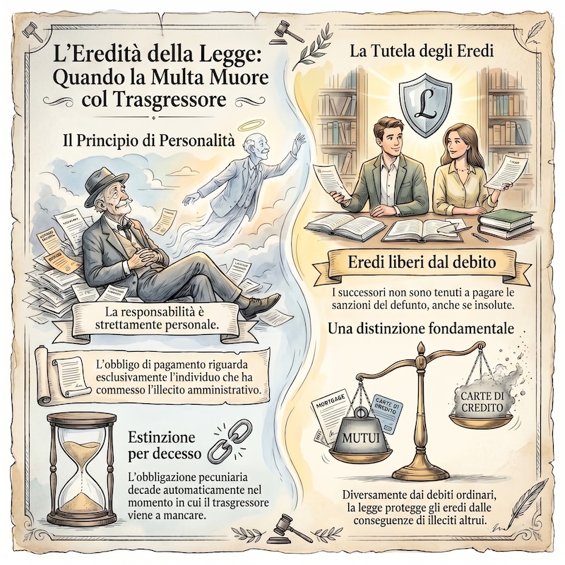 Infografica: Non trasmissione della multa agli eredi