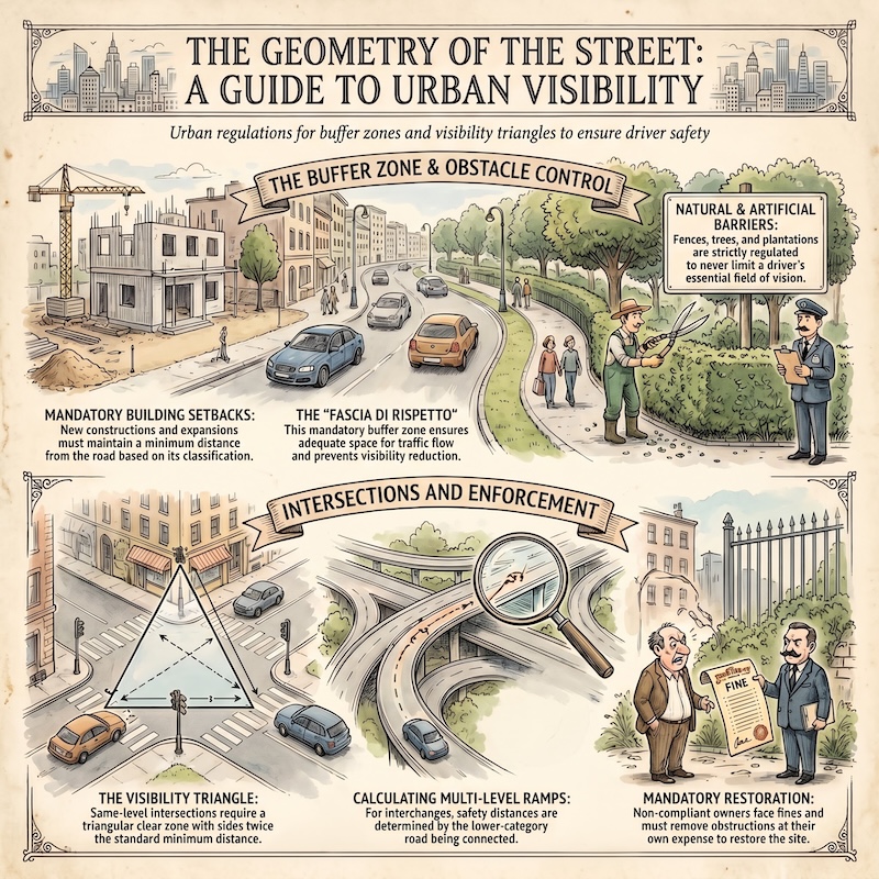 Infographic: Safety distances and visibility in urban areas