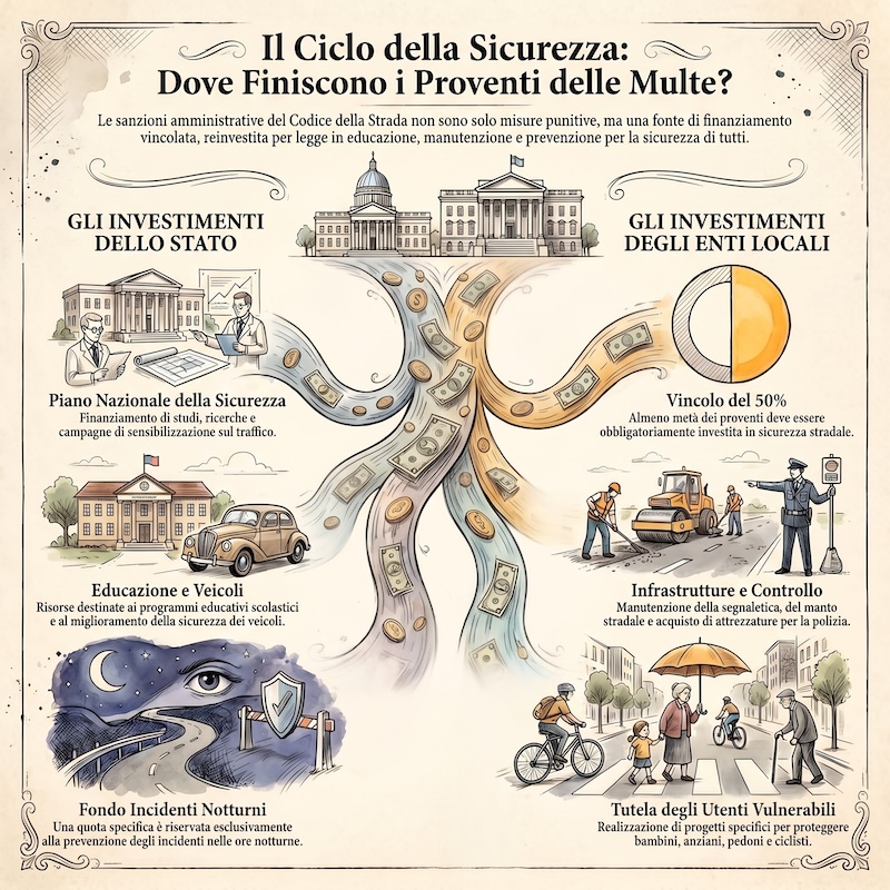 Infografica: Destinazione delle multe stradali