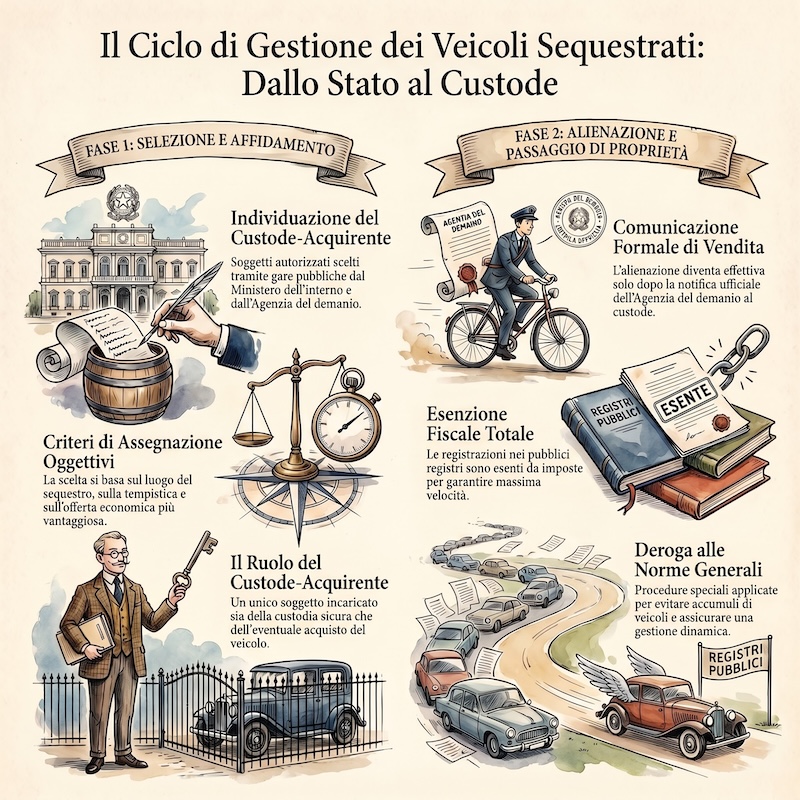 Infografica: Vendita e gestione dei veicoli sequestrati