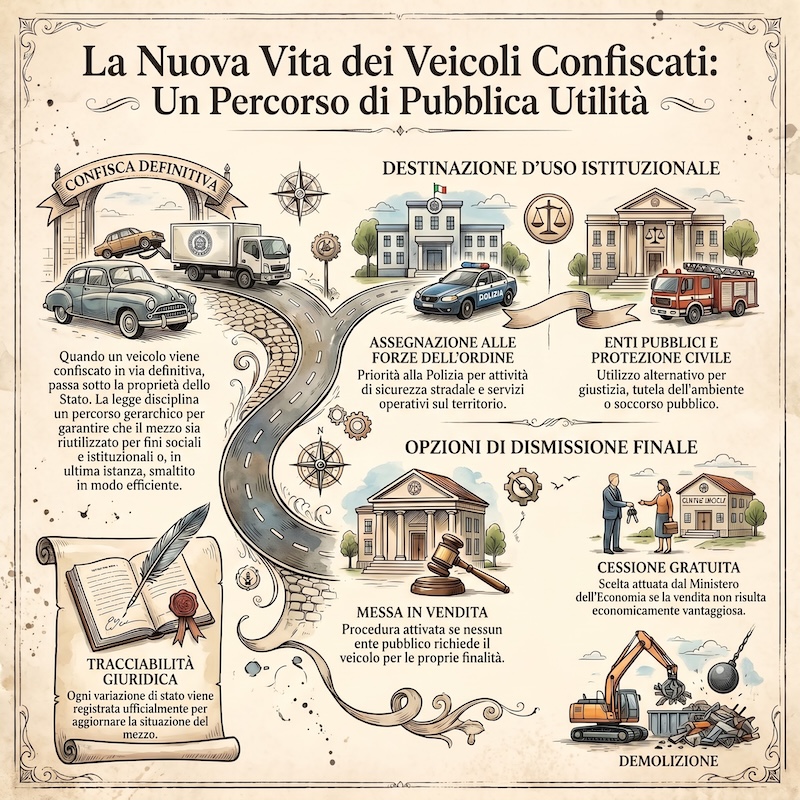 Infografica: Destinazione dei veicoli confiscati
