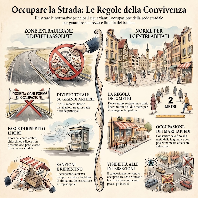 Infografica: Occupazione della strada e regole principali