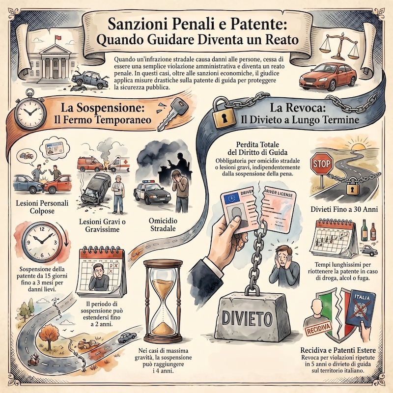 Infografica: Sanzioni accessorie nei reati stradali