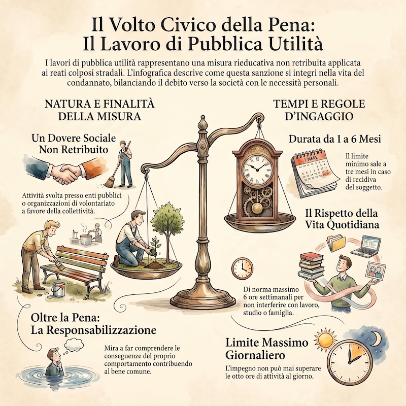 Infografica: Lavori di pubblica utilità per reati stradali
