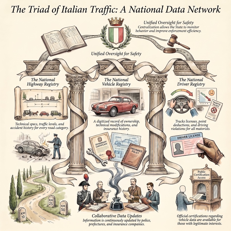 Infographic: Organization of road, vehicle and driver databases