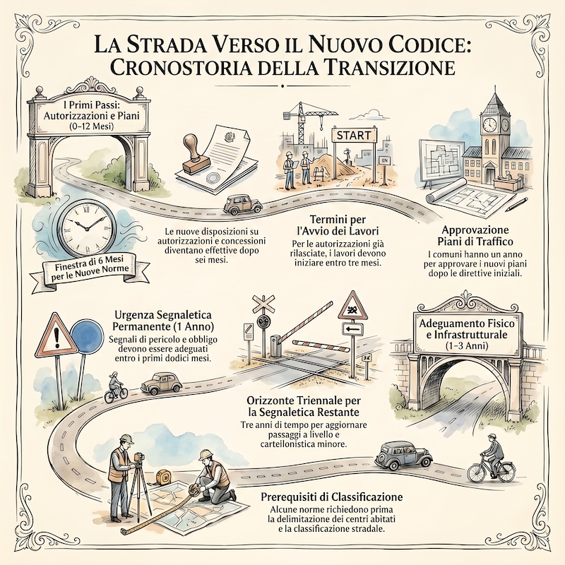 Infografica: Norme transitorie su strade e segnaletica