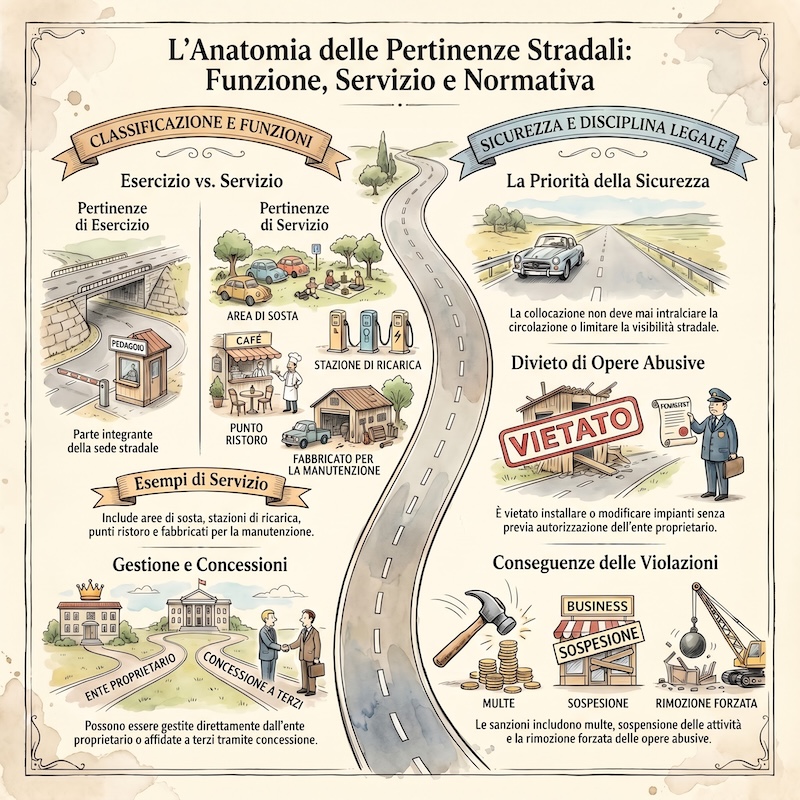 Infografica: Pertinenze stradali e aree di servizio