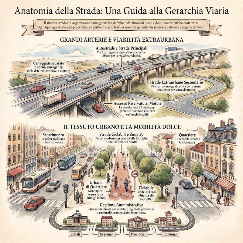 Infografica: Tipi di strade e loro caratteristiche principali