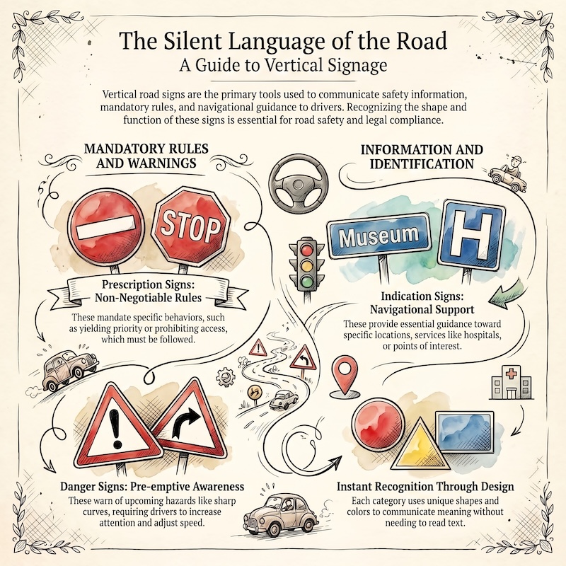 Infographic: Vertical signs: categories and meaning