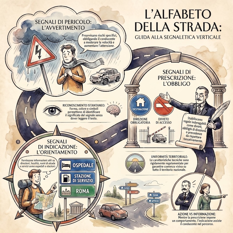 Infografica: Segnali verticali: categorie e significato