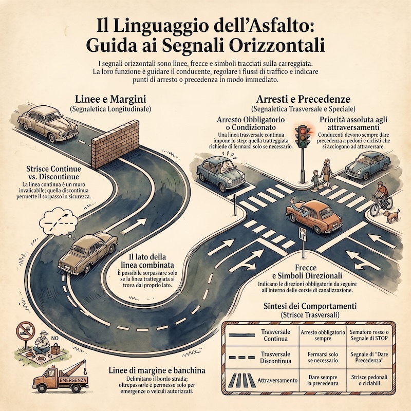 Infografica: Segnali orizzontali: significato e regole