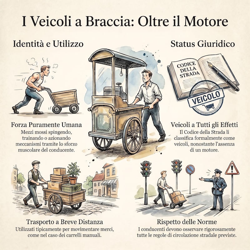 Infografica: Veicoli a braccia: definizione