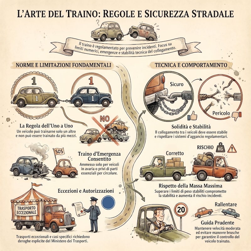 Infografica: Traino dei veicoli: regole principali