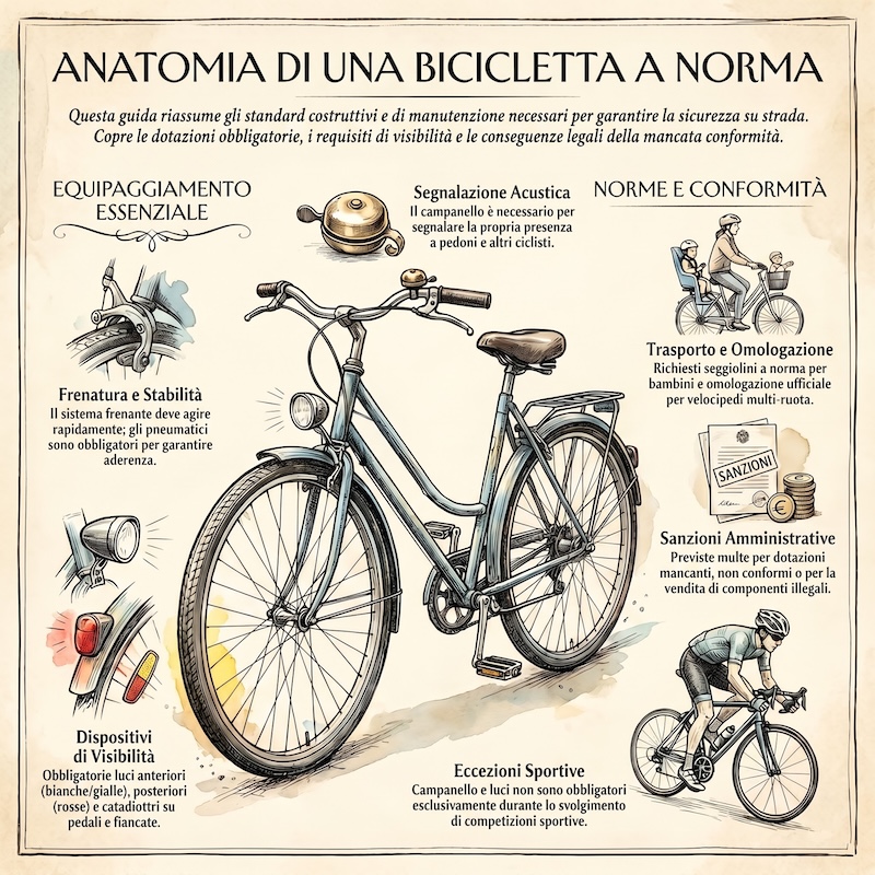 Infografica: Requisiti e dotazioni obbligatorie delle biciclette