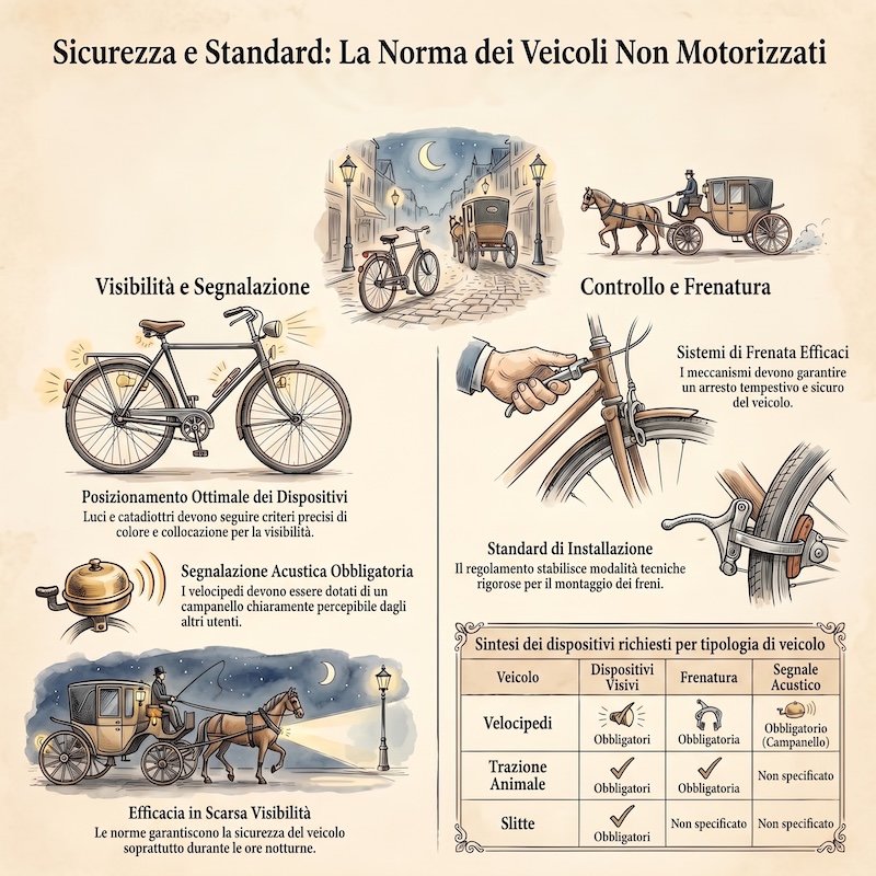 Infografica: Dispositivi di segnalazione e frenatura
