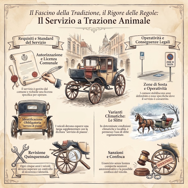 Infografica: Servizio pubblico con veicoli a trazione animale