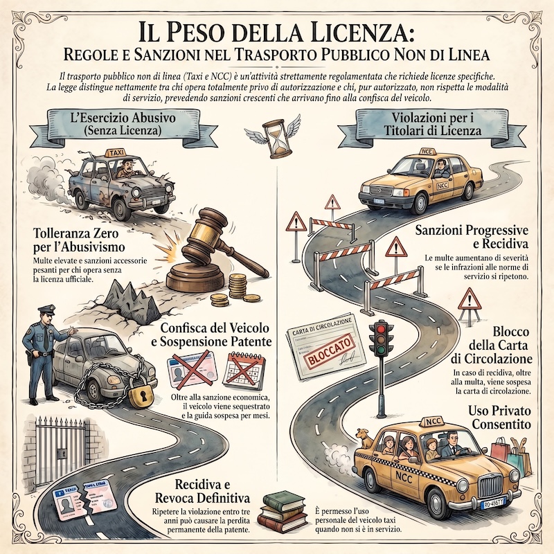 Infografica: Servizio taxi e noleggio con conducente